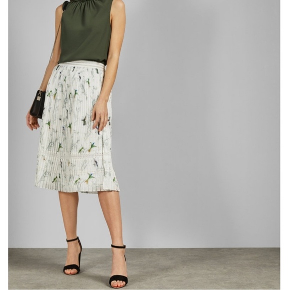 🍒NWT🍒 TED BAKER FORTUNE PLEATED MIDI SKIRT - Picture 7 of 10